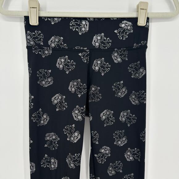 Keith Haring x Terez Black Leggings – Silver Robot Print – Size XS - Picture 6 of 7